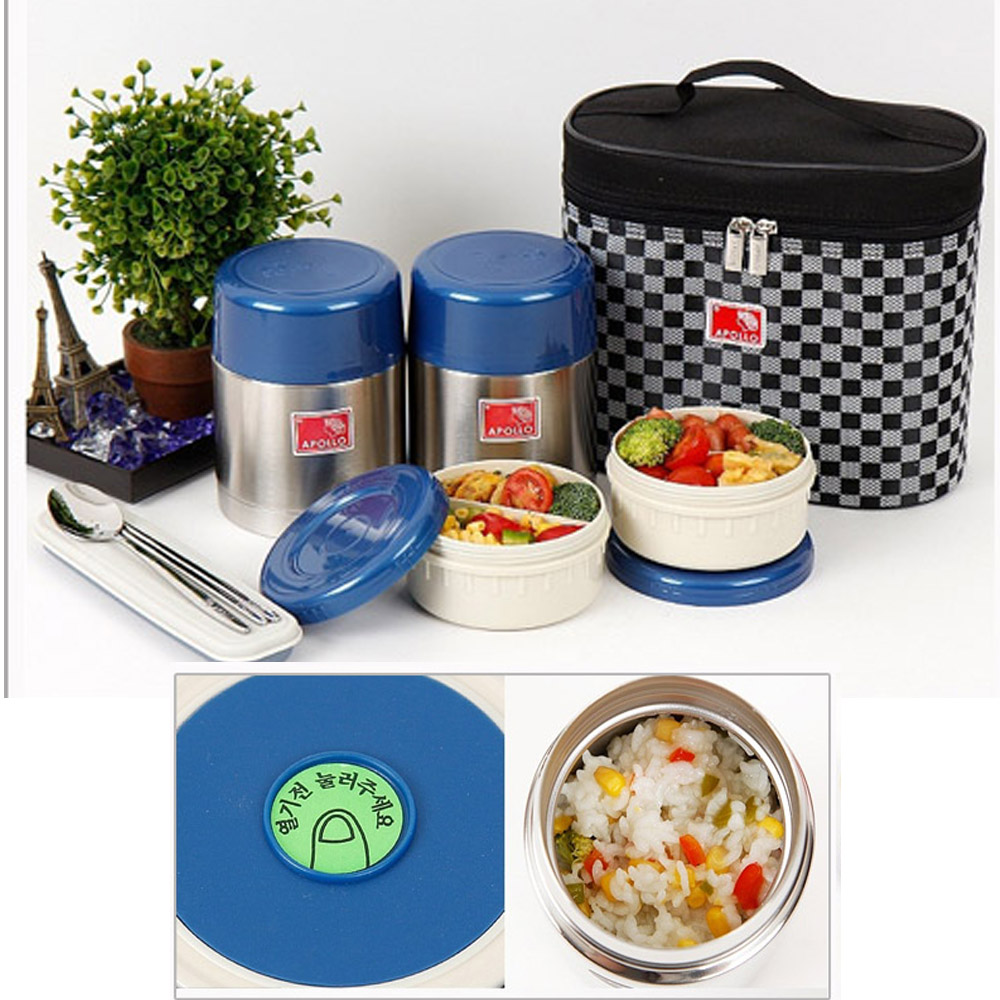 Stainless Steel Thermal Bento Box Sealed Lunch Box set Insulated Bag