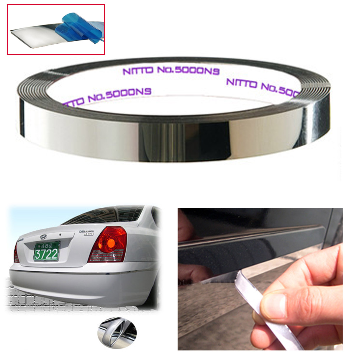 YKM Car Chrome Styling Decoration Moulding Trim DIY Strip Adhesive Tape ...