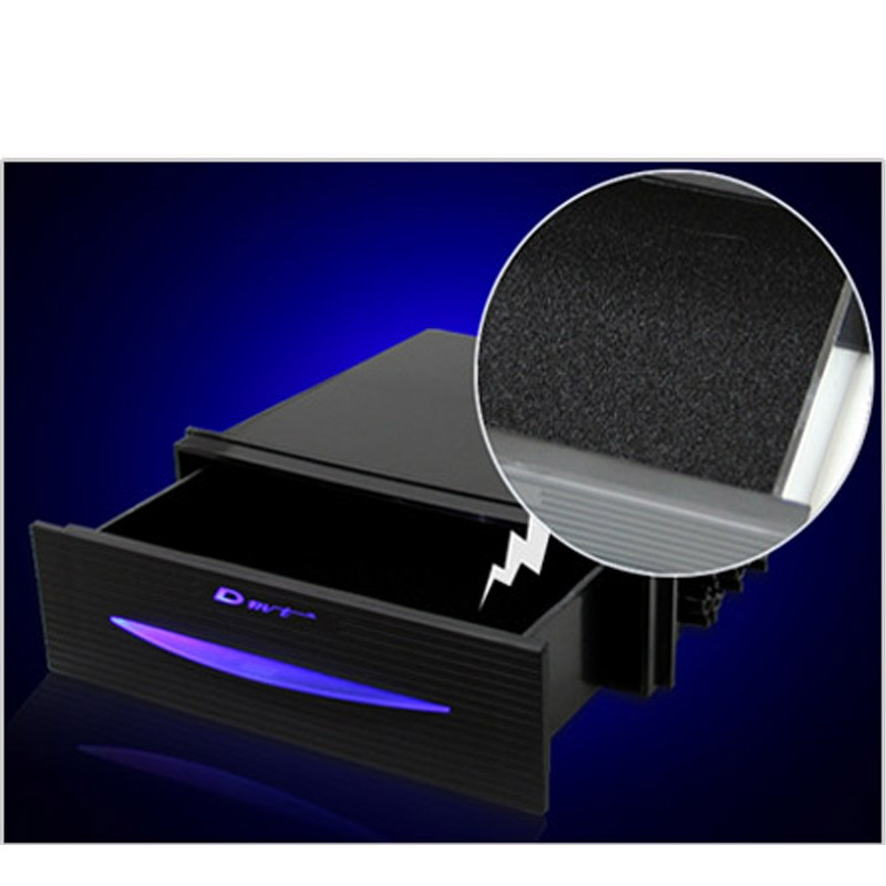 Car LED drawer storage sliding tray dash low noise soften a blow 1DIN